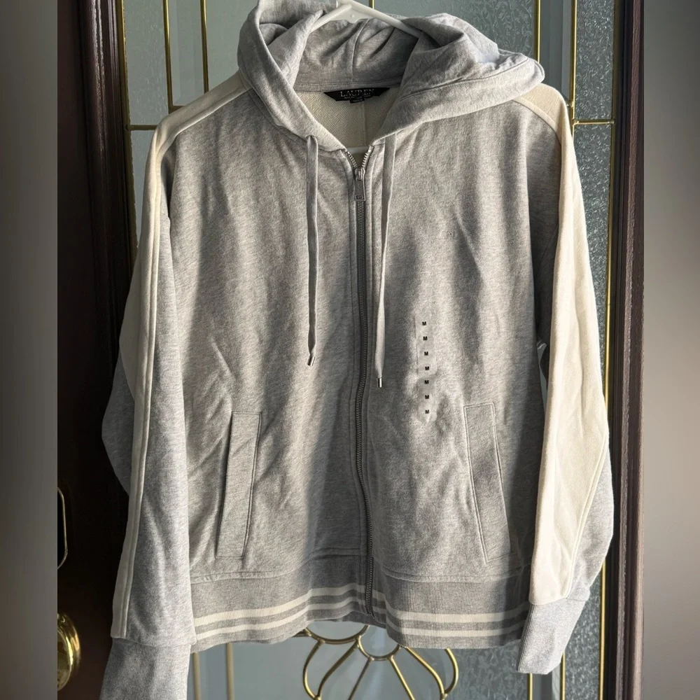 Ralph Lauren Heather Gray and Cream Hoodie - Picture 1 of 4